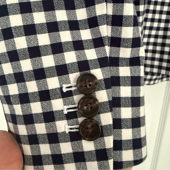 J. Crew Parke Navy White Gingham Blazer Size 4 Cotton Preppy Old Money Academia - Picture 8 of 8